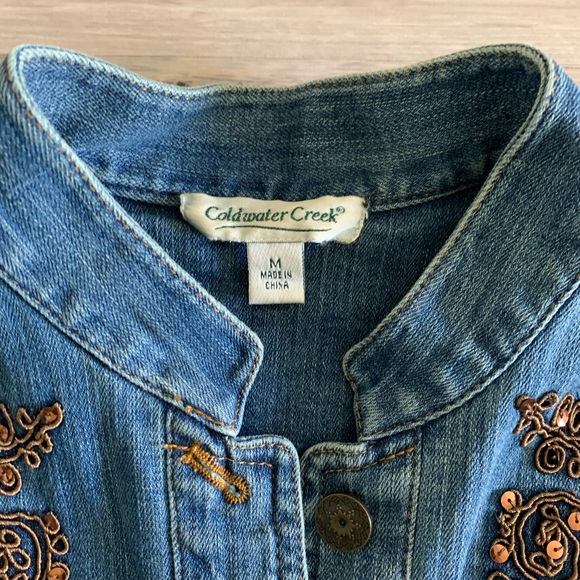 Coldwater Creek size medium denim jacket with sequin details EUC 🌼 - Picture 5 of 7
